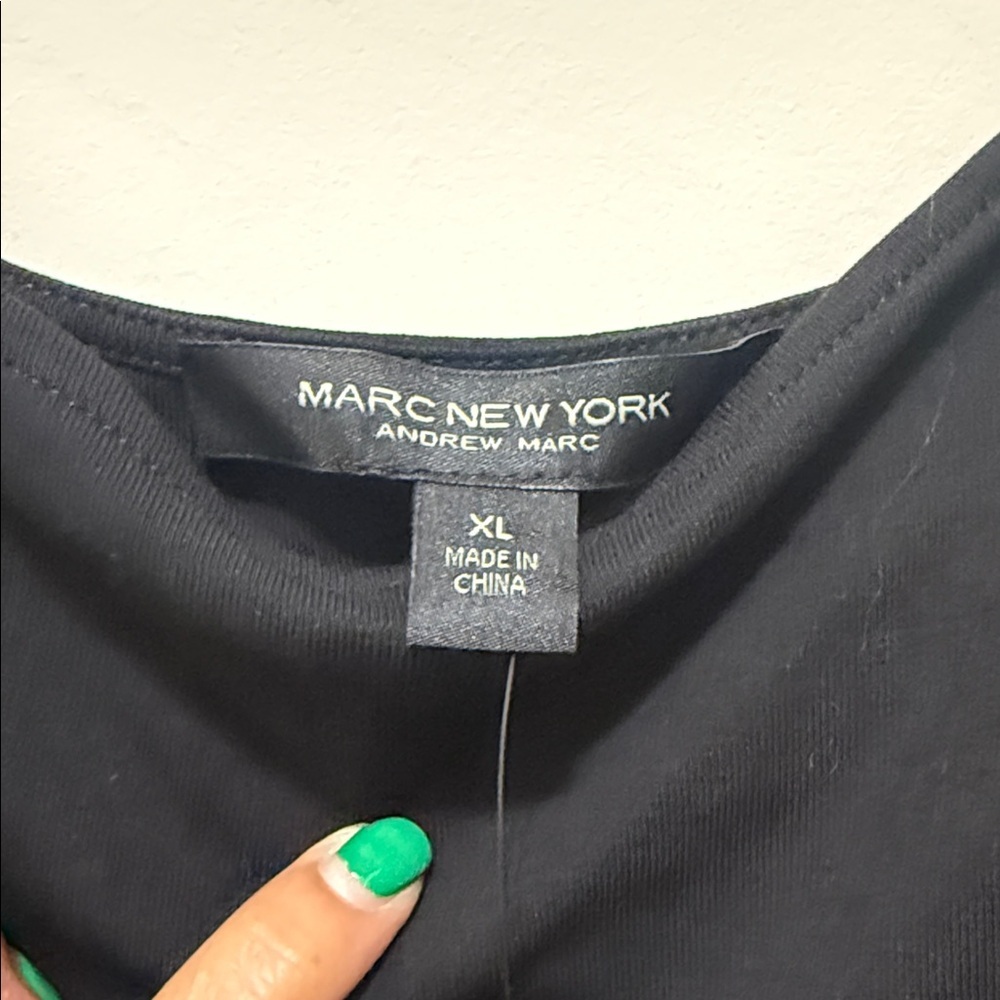 New Marc New York Black Textured Sleeve Blouse - Picture 5 of 11